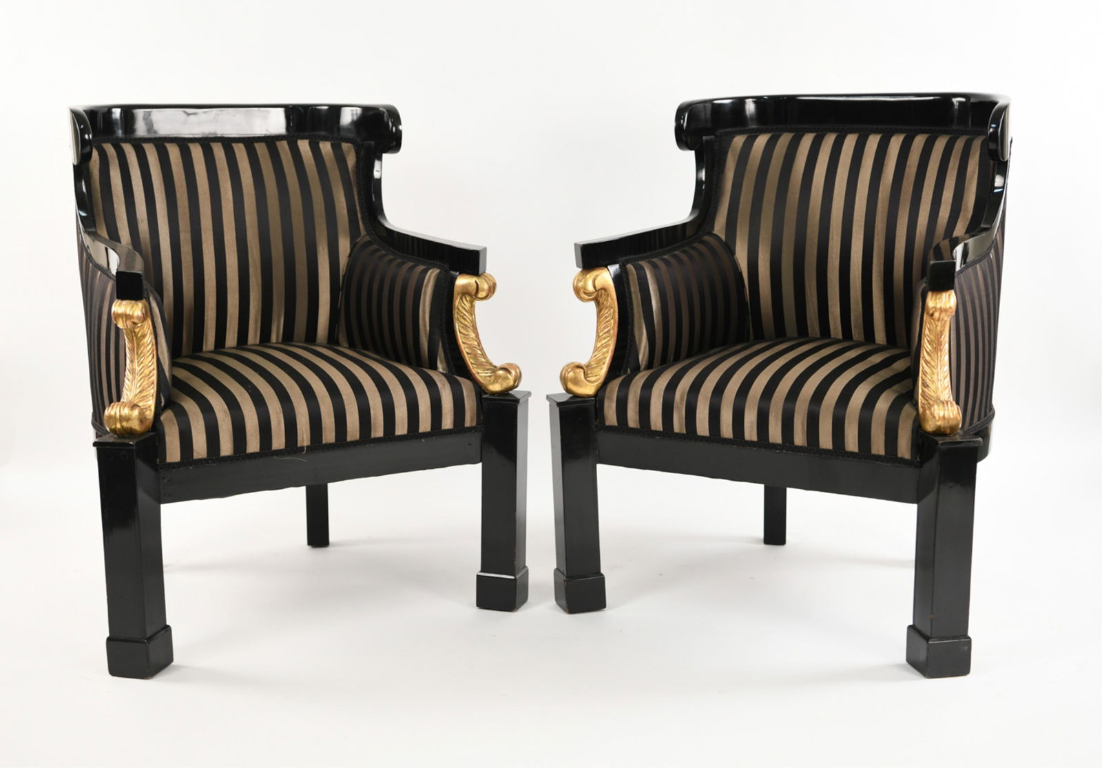 PAIR OF VIENNESE NEOCLASSICAL STYLE BERGERE CHAIRS (1 of 13)