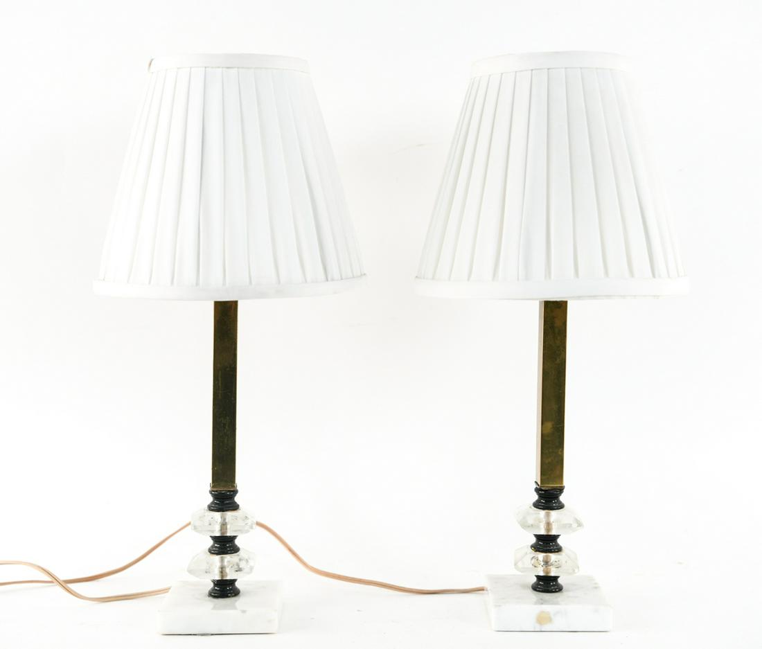 PAIR OF BRASS & MARBLE LAMPS (1 of 6)