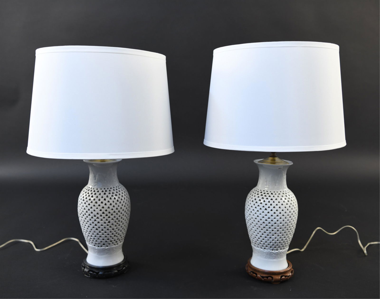 (2) PIERCED CERAMIC LAMPS (1 of 13)