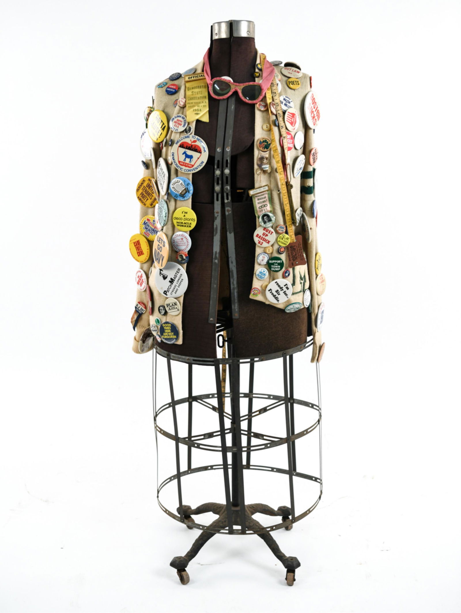 MID-CENTURY DRESS FORM WITH VINTAGE BUTTON VEST (1 of 14)