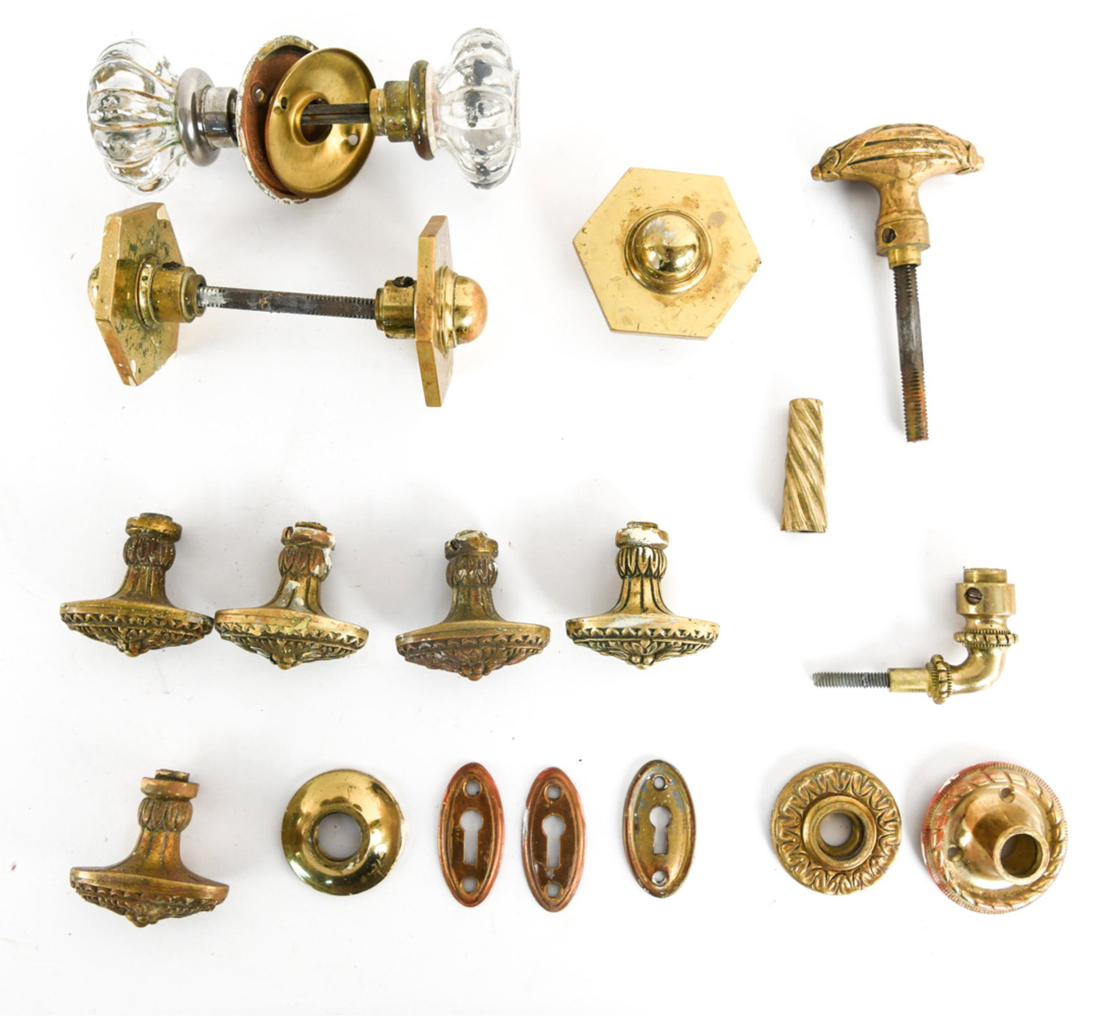 GROUPING OF HARDWARE: Dimensions: (Doorknob) L 6.25" Condition: Signs of age and use.