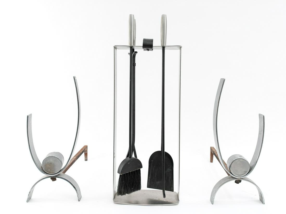 DONALD DESKY STYLE ANDIRONS & FIREPLACE TOOLS (1 of 20)