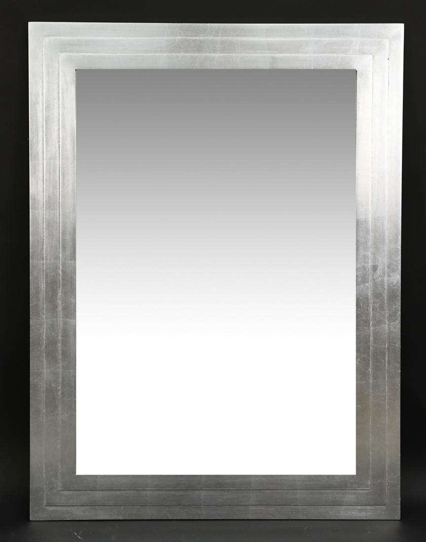 ART DECO STYLE SILVER-LEAF STEPPED FRAME MIRROR (1 of 5)