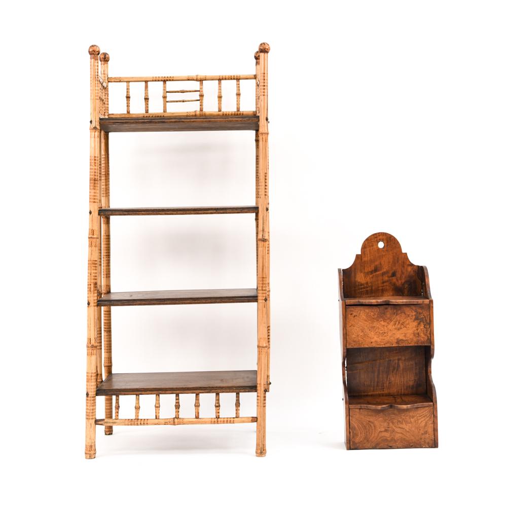 Small Bamboo Shelf & Antique Wall Box