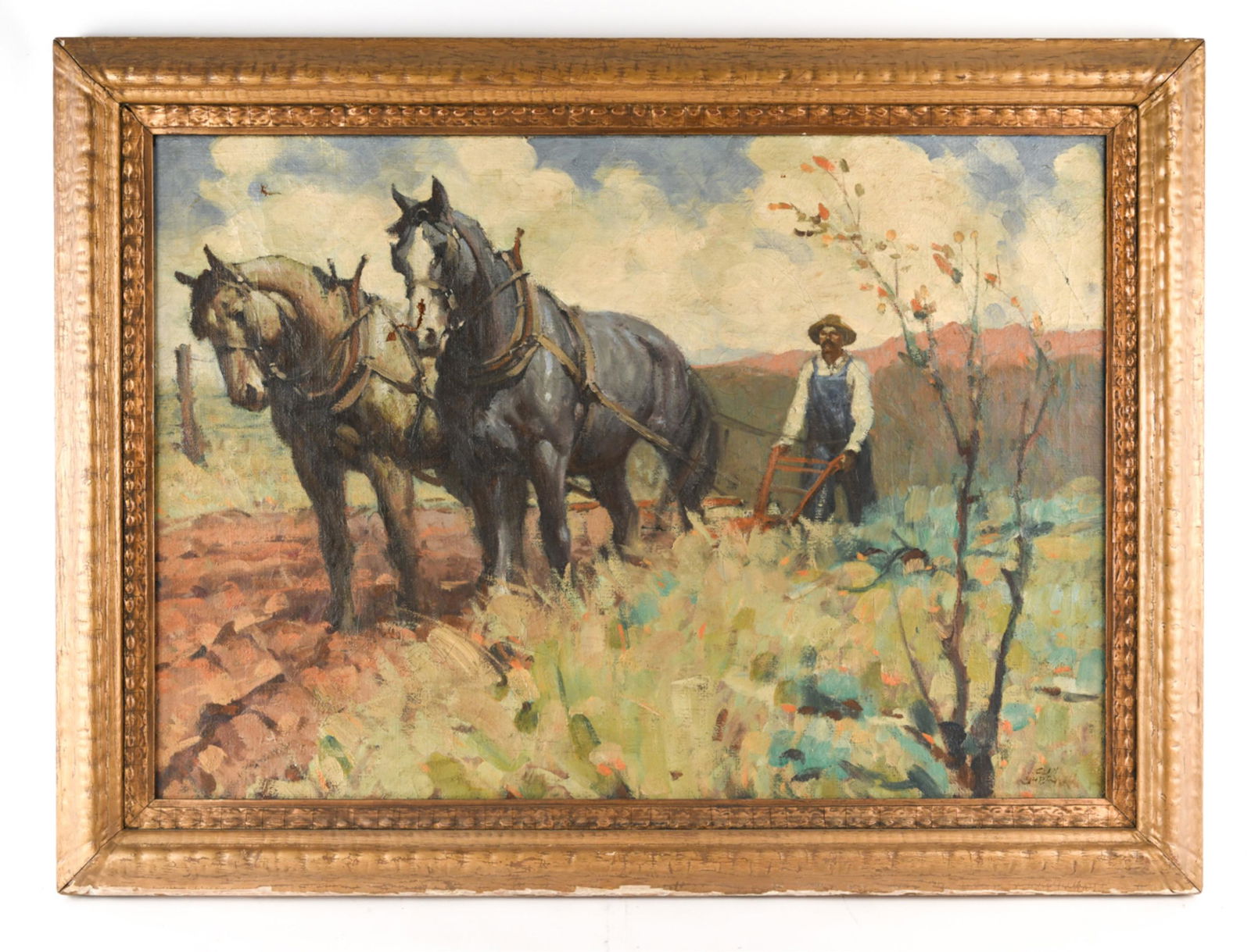 HUNGARIAN O/C FARMER PLOWING, SIGNED (1 of 11)