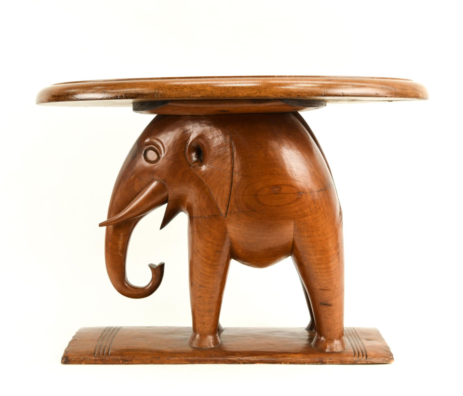 CARVED WOOD ELEPHANT SIDE TABLE (1 of 15)