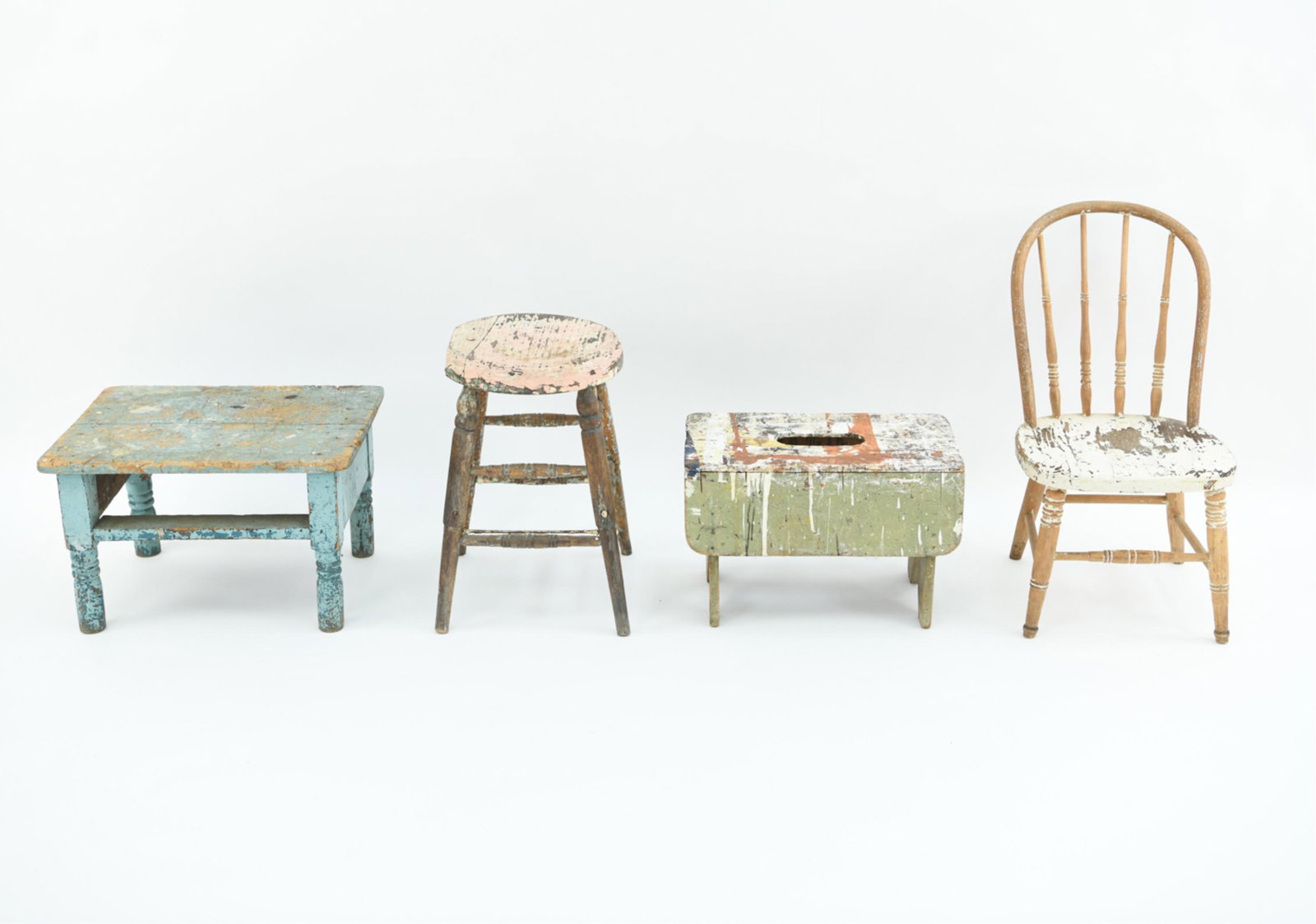 (4) SHABBY CHIC PAINTED BENCHES AND CHAIRS (1 of 20)