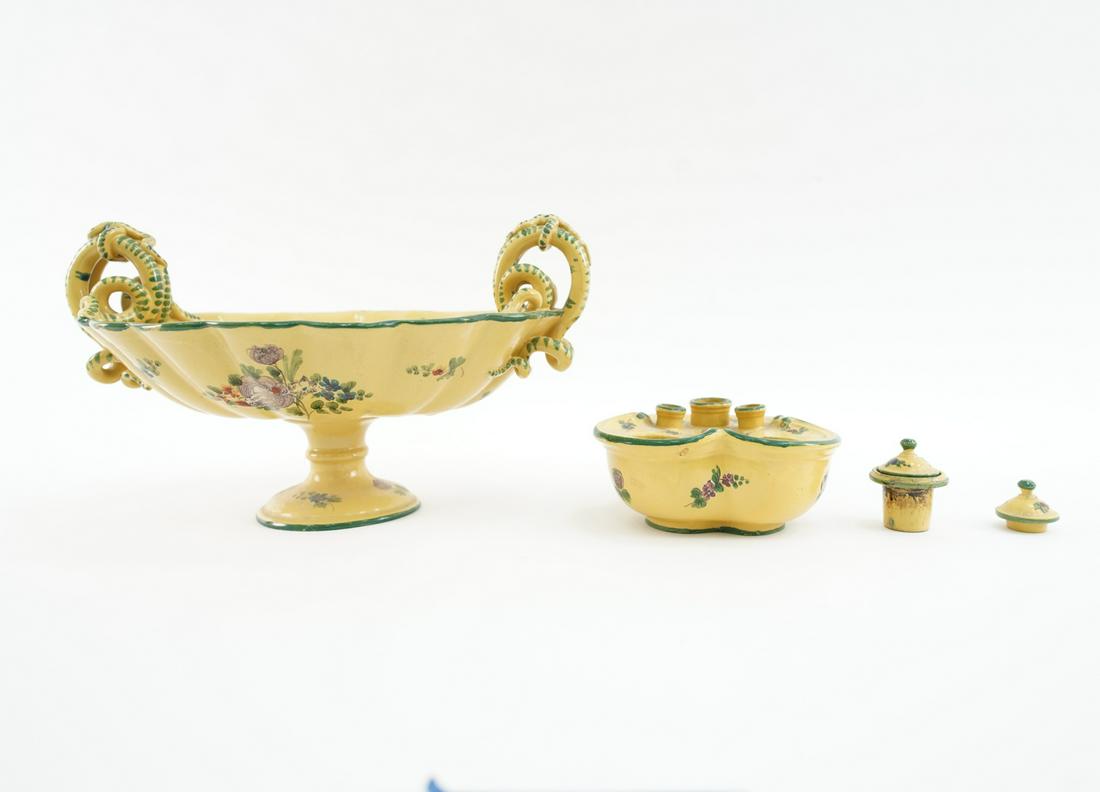 TWO TIN GLAZED TERRACOTTA CONTAINERS (1 of 16)