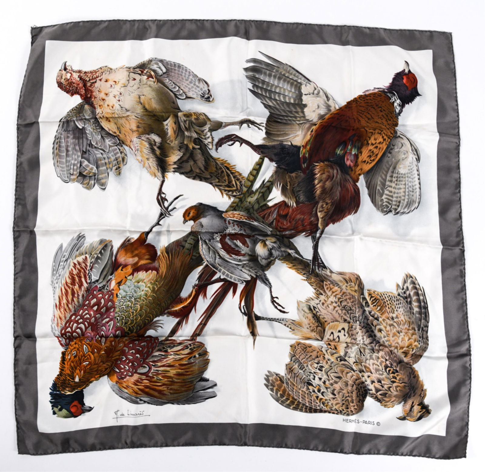 HERMES HENRI DE LINARES PHEASANTS SILK SCARF (1 of 9)