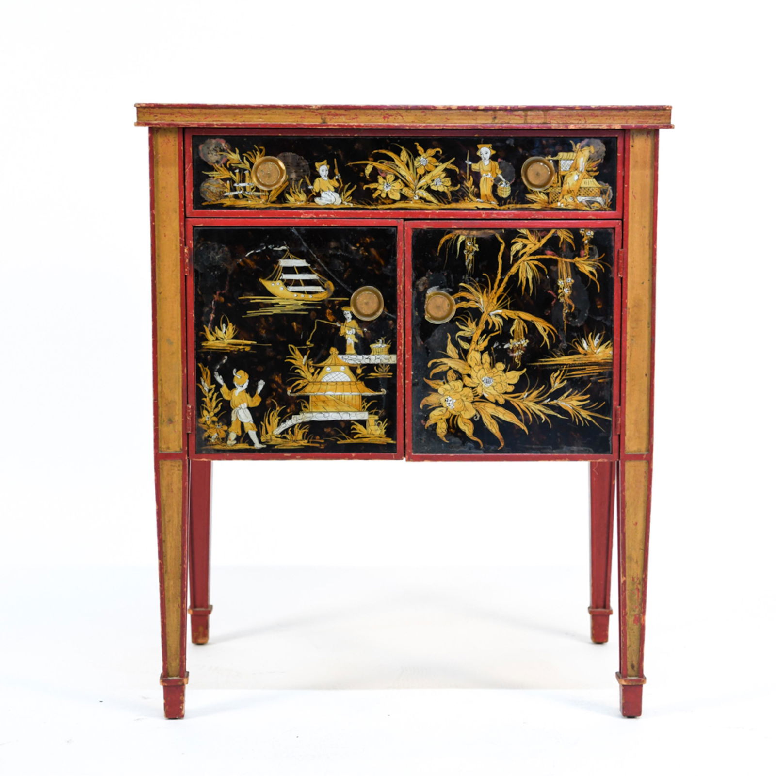 20TH C. CHINOISERIE SIDE TABLE W/ ELGOMISE PANELS (1 of 17)