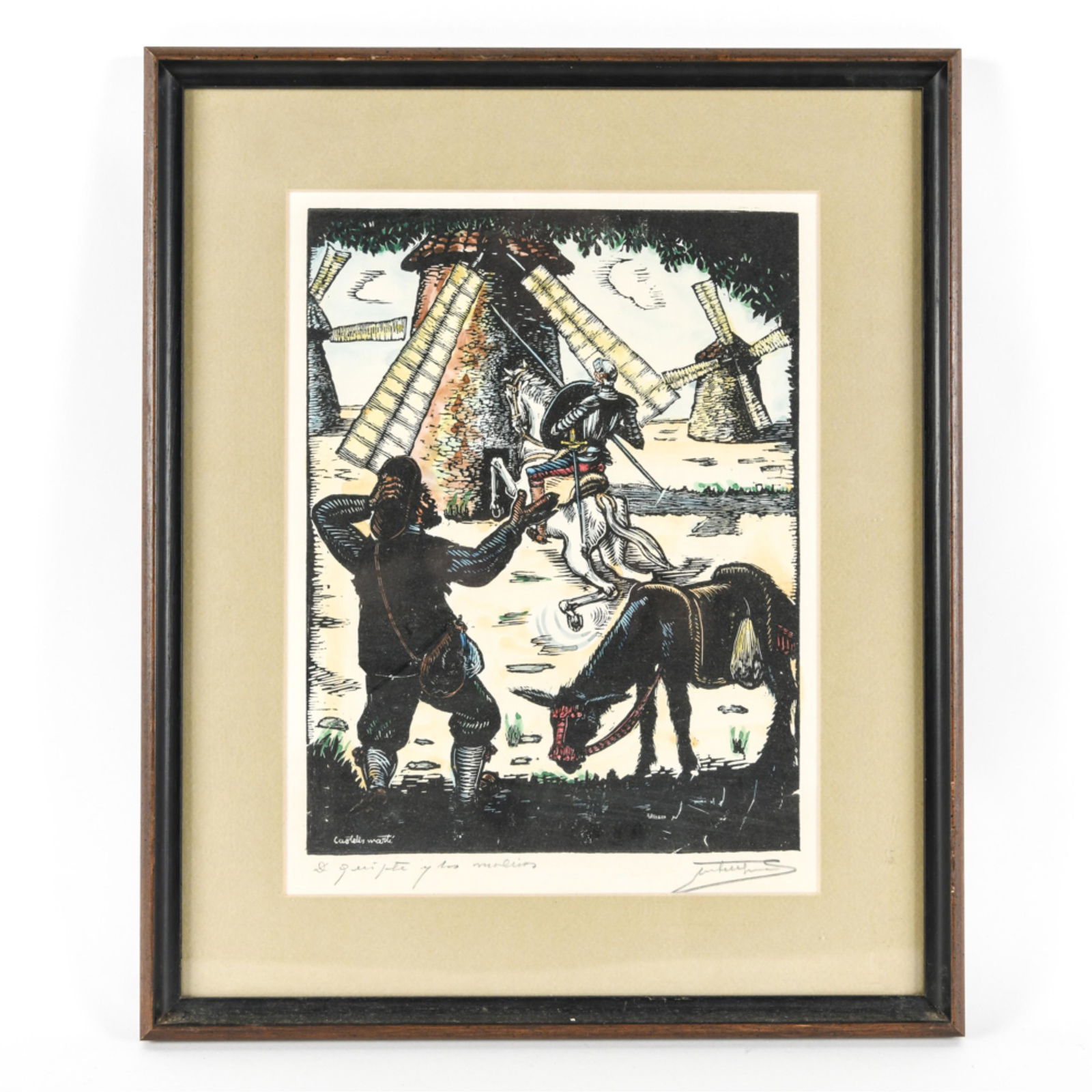 JUAN CASTELLS MARTI (B 1906) DON QUIXOTE WOODBLOCK (1 of 10)