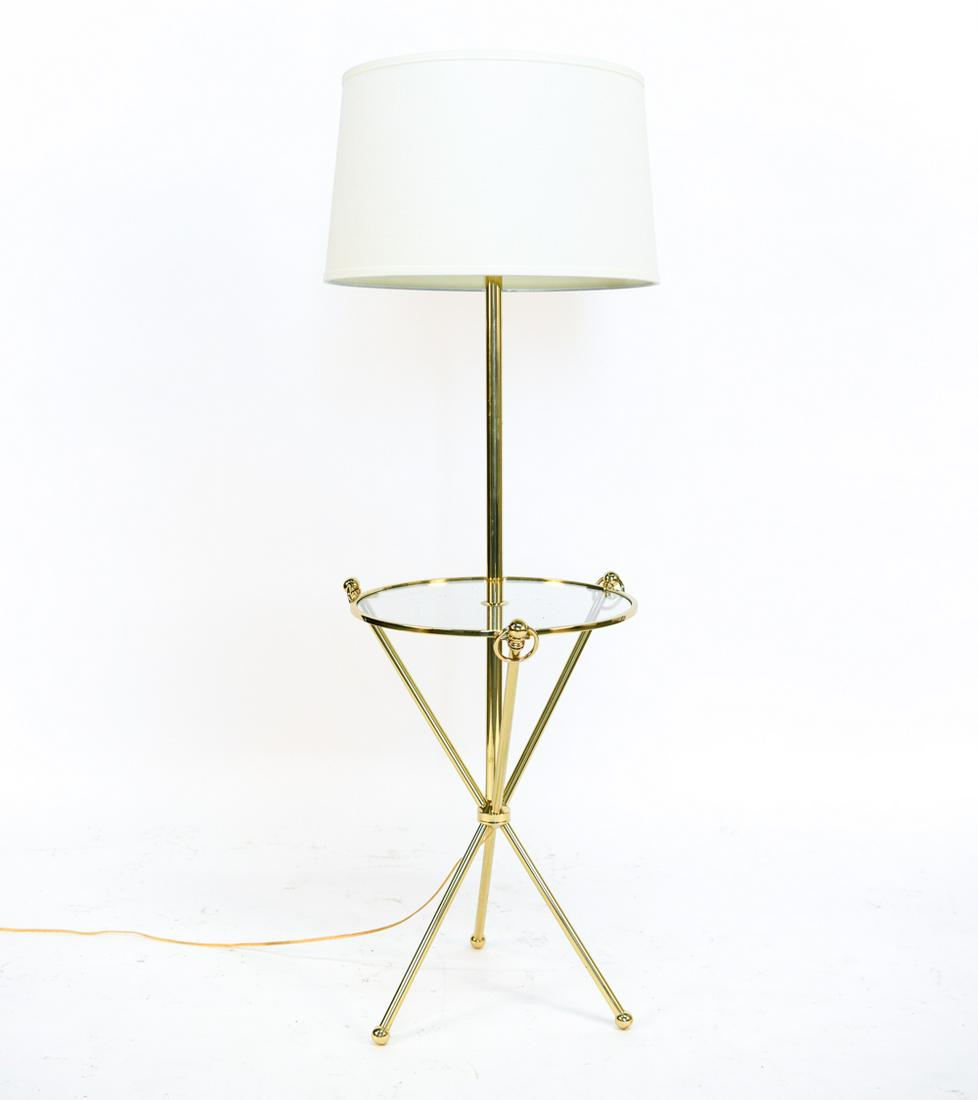 BRASS AND GLASS FLOOR LAMP TABLE (1 of 11)