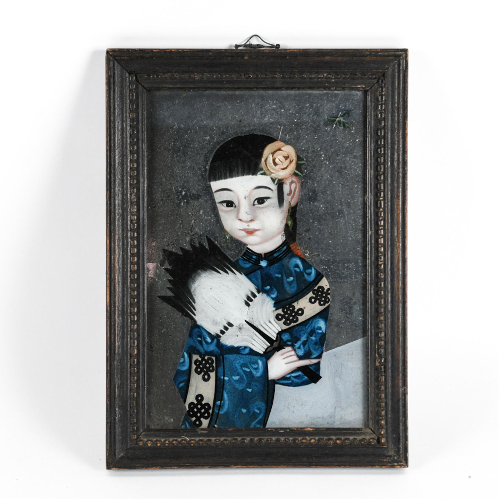 ASIAN REVERSE PAINTED GLASS MIRROR (1 of 6)