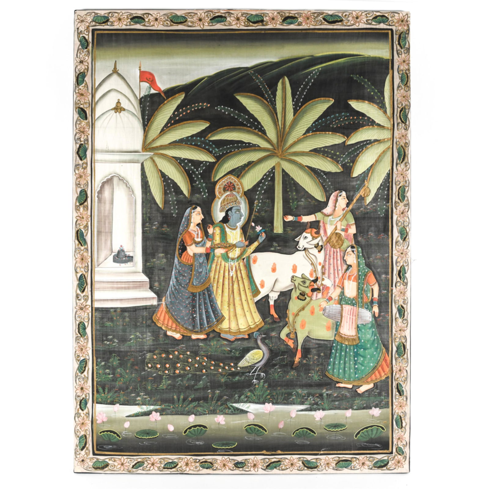 INDIAN HAND-PAINTED SILK TAPESTRY (1 of 13)