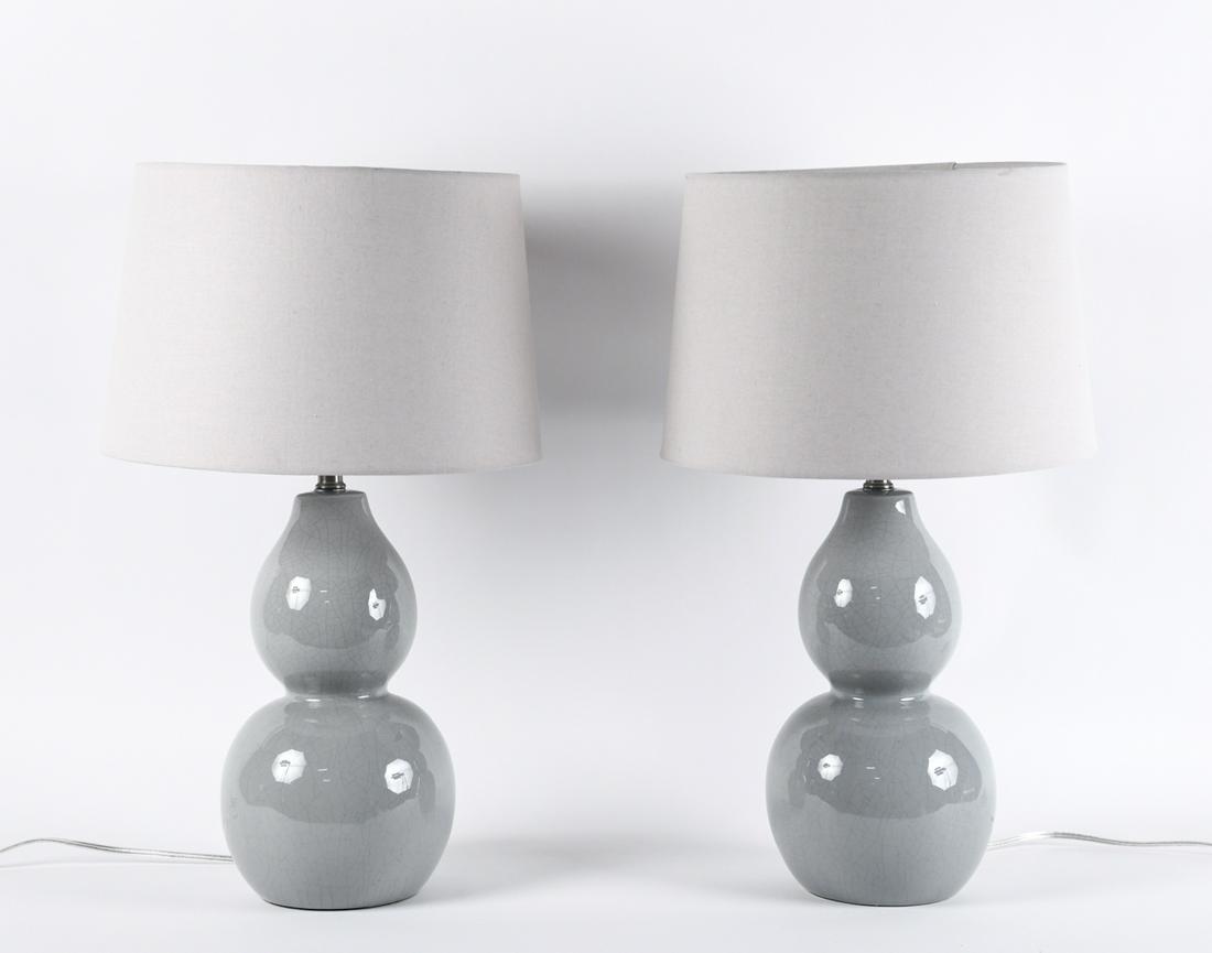 PAIR OF CERAMIC GOURD FORM LAMPS (1 of 8)