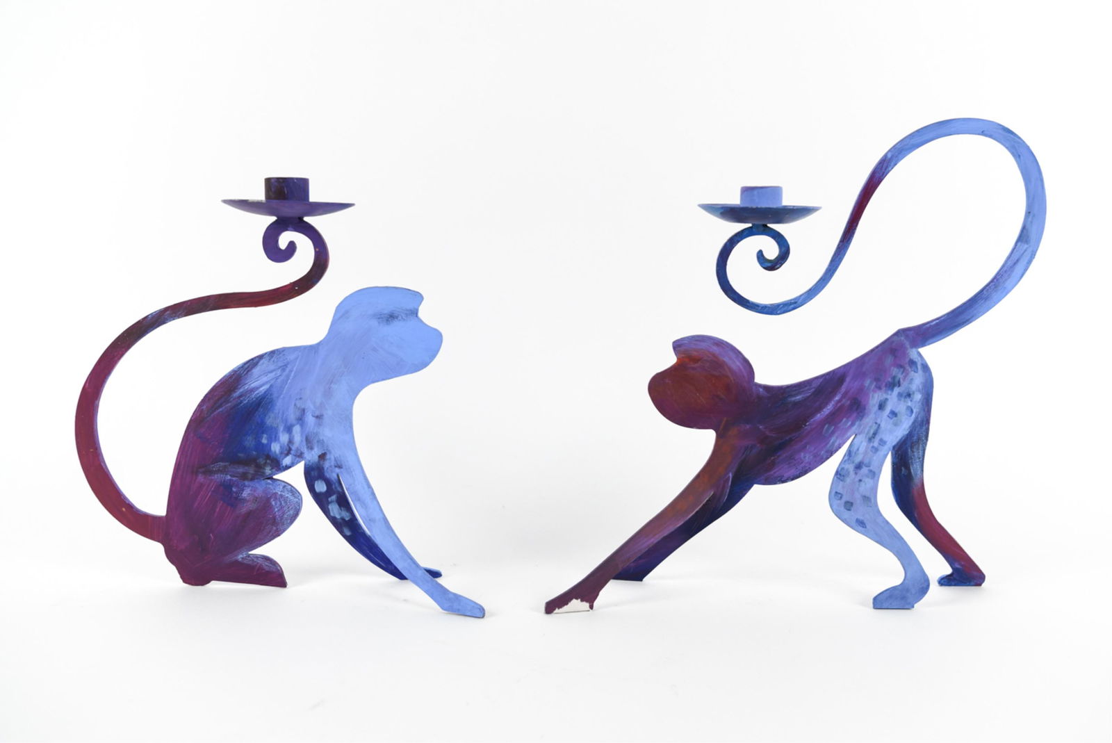 PAIR OF PAINTED MONKEY CANDLE HOLDERS (1 of 7)