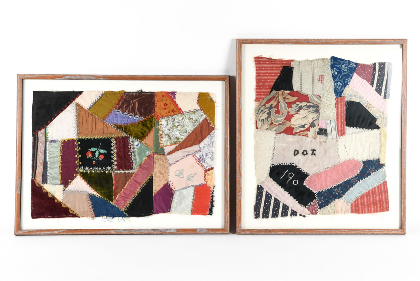 (2) FRAMED SECTIONS OF CRAZY QUILT (1 of 17)