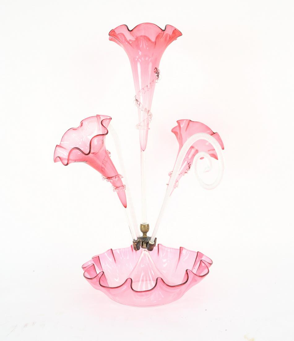 VICTORIAN CRANBERRY GLASS EPERGNE (1 of 12)