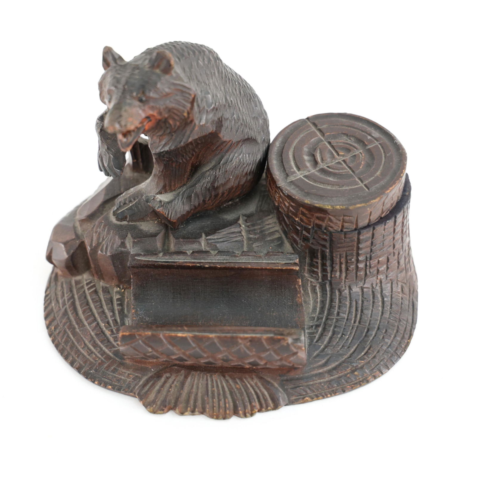 BLACK FOREST CARVED BEAR INKWELL (1 of 10)