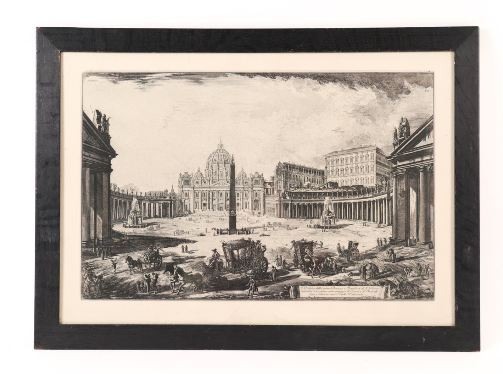 ANTIQUE PIRANESI REPRINT: St Marks Square. Plate marks and publishers blind stamp lower right corner. Dimensions: H 25.5" x W 35" (Sight) H 21.5" x W 31" Condition: Faint water stain lower margin, toning. Marks to frame.