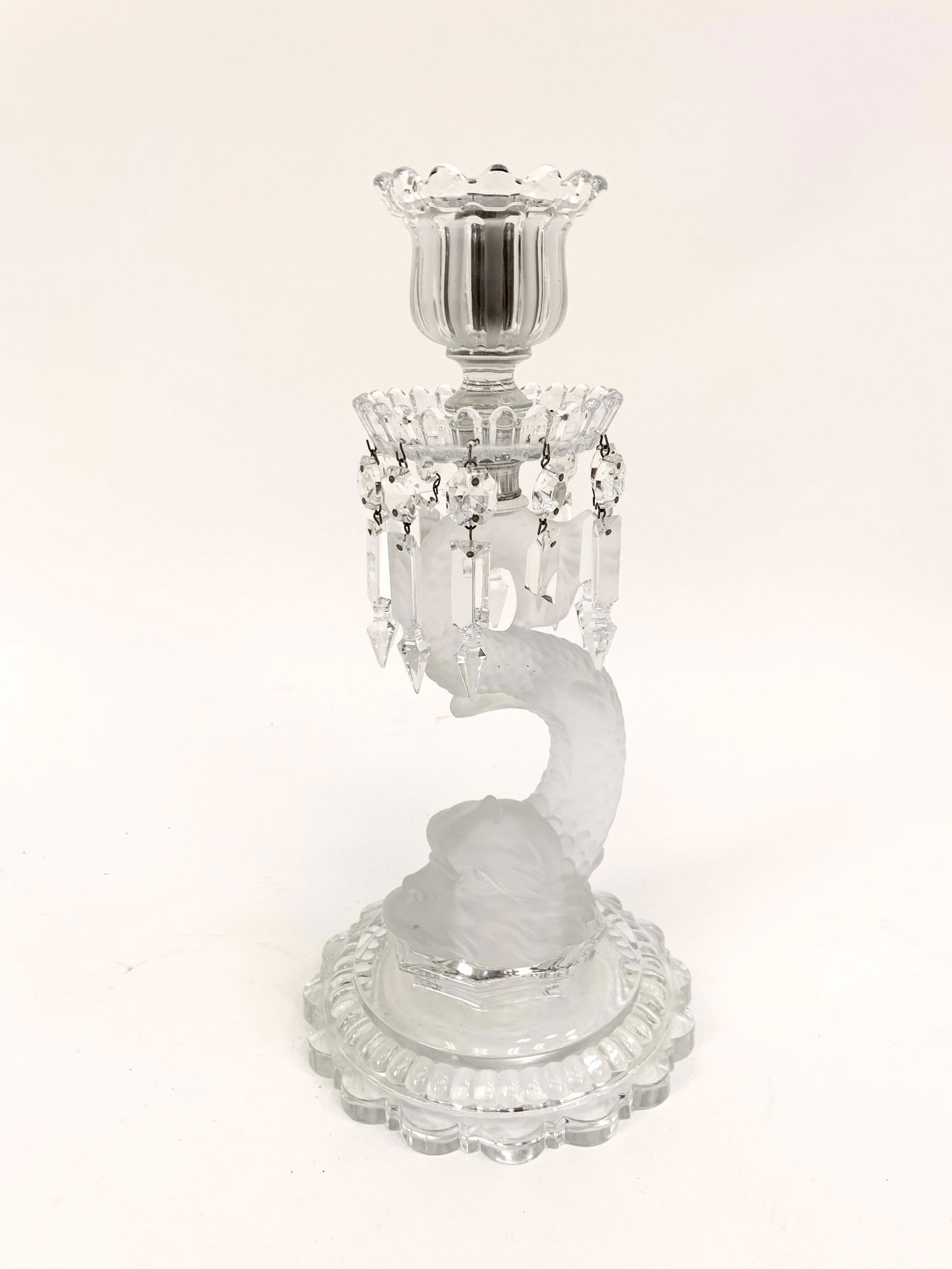 BACCARAT FROSTED GLASS DOLPHIN CANDLEABRA (1 of 6)