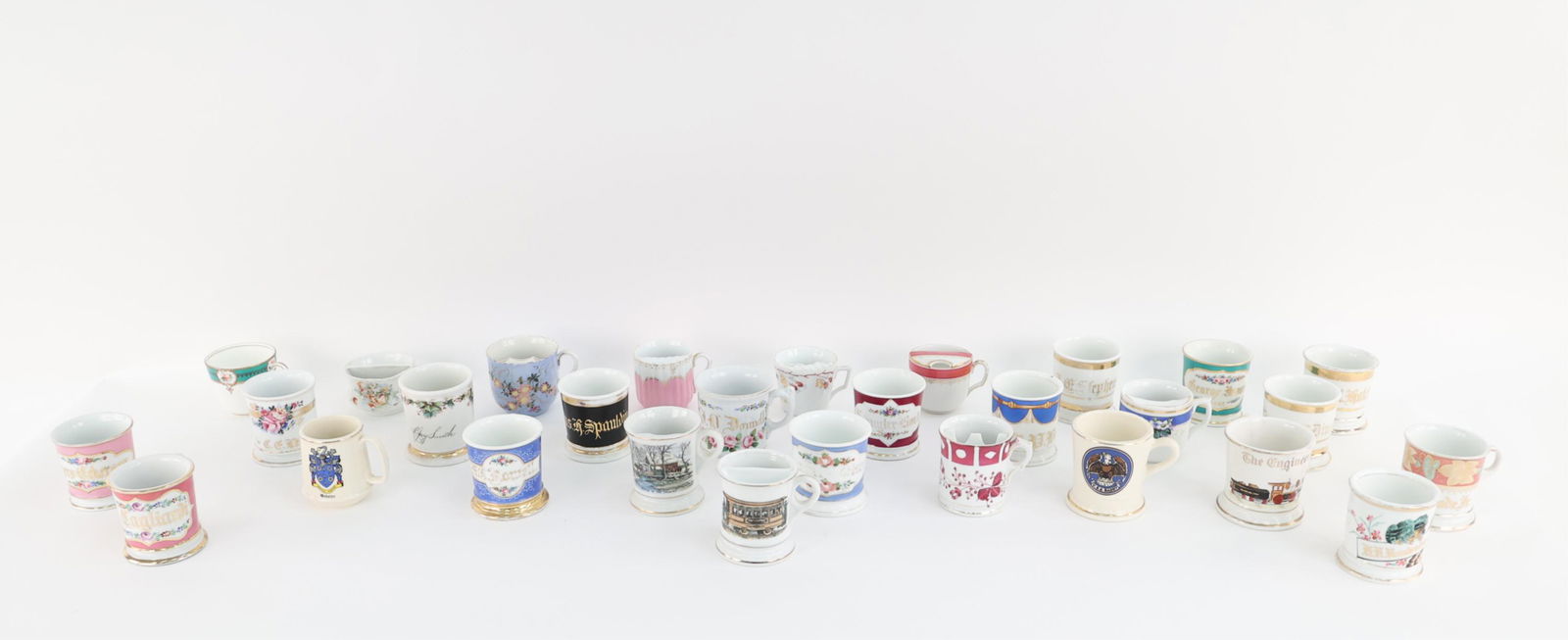 GROUPING OF ANTIQUE PORCELAIN SHAVING MUGS (1 of 14)