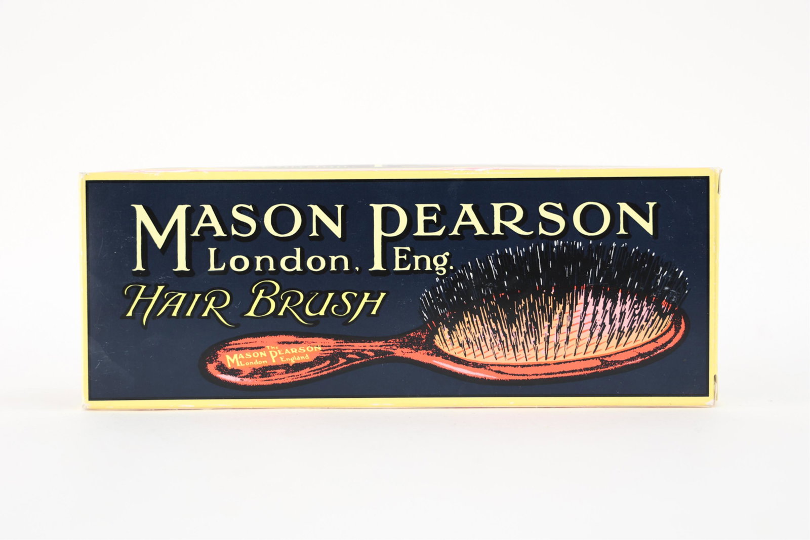 MASON PEARSON HANDY BRISTLE HAIR BRUSH: Dark Ruby. Handy size including cleaner. New in box. Dimensions: (Box) H 2.25" x W 9.5" x D 3.5" Condition: Light handling wear to box.