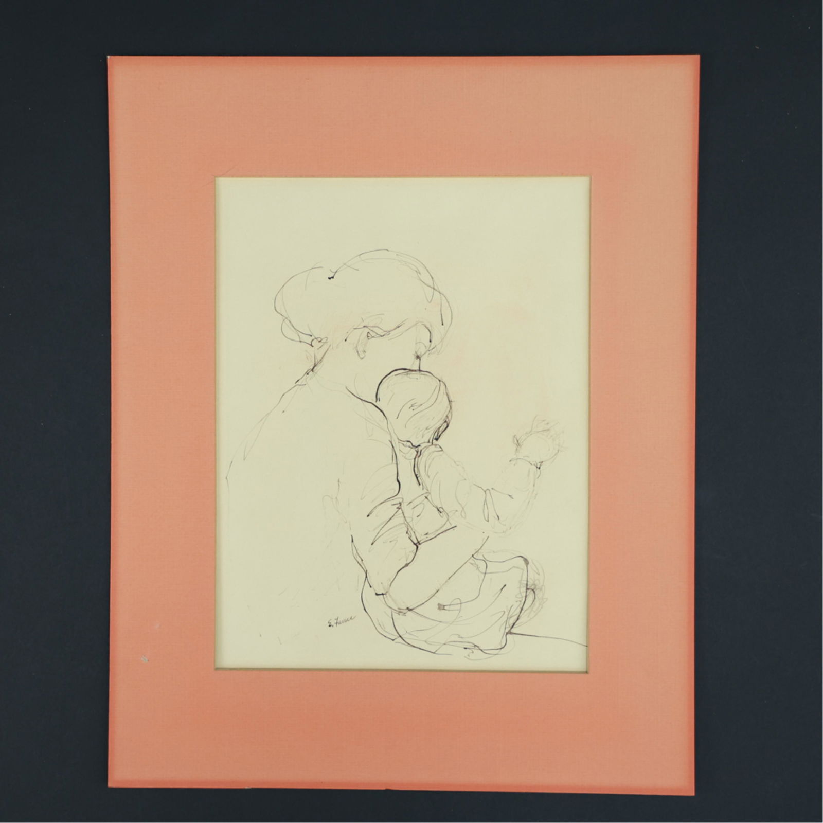 PEN & INK DRAWING OF MOTHER & CHILD (1 of 6)