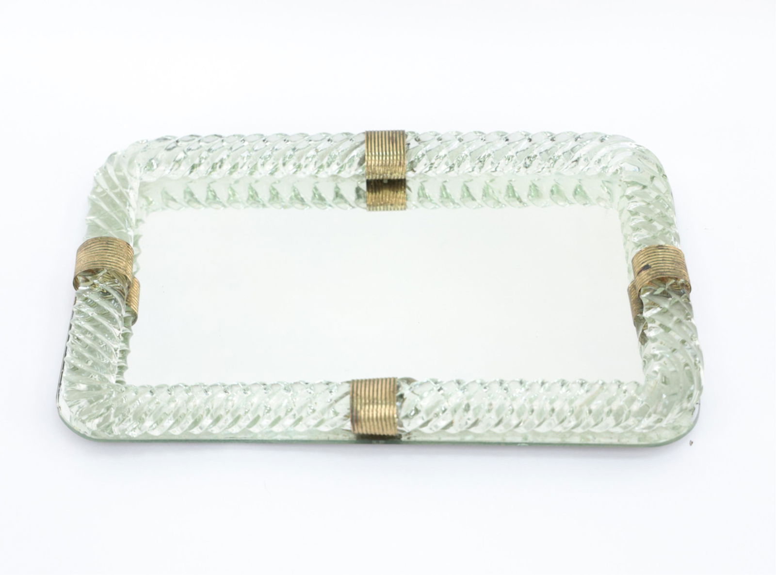 ITALIAN ROPE TWISTED GLASS DRESSER MIRROR TRAY (1 of 10)