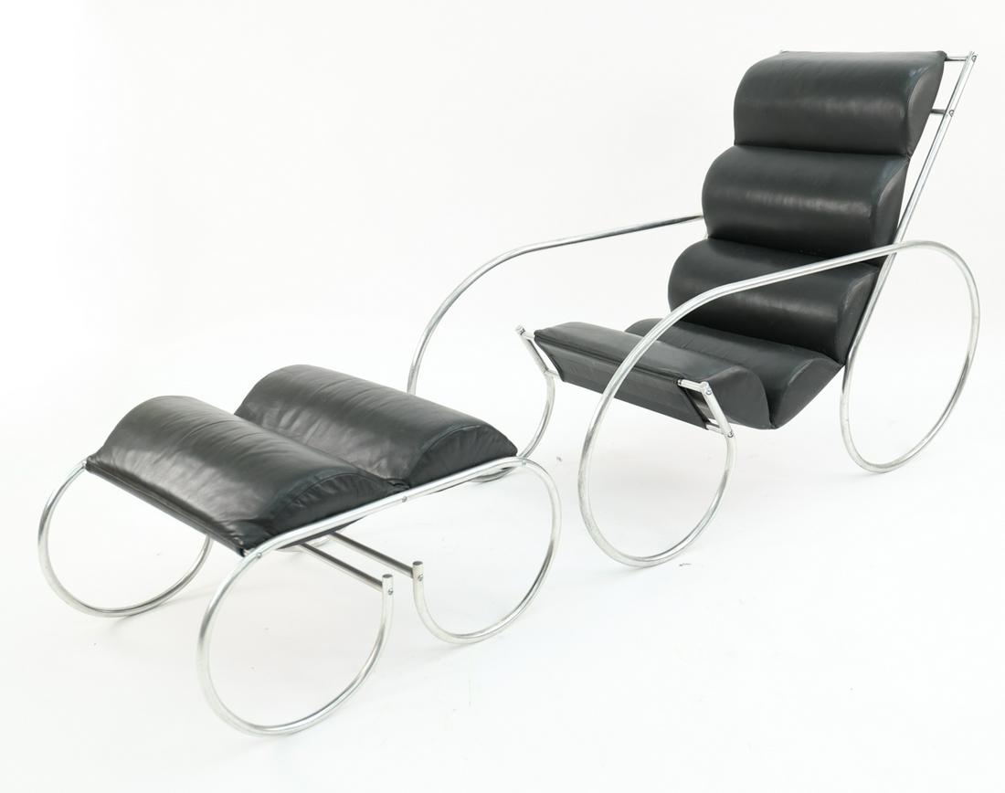 BAUHAUS STYLE LOUNGE CHAIR & OTTOMAN (1 of 7)