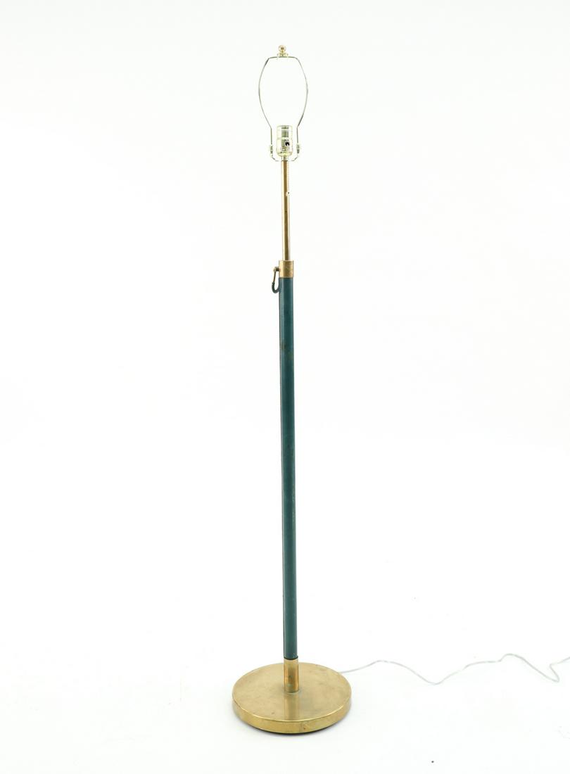 VINTAGE LEATHER WRAPPED & BRASS FLOOR LAMP (1 of 9)