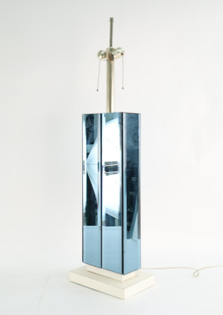 LARGE POST-MODERN BLUE MIRRORED TABLE LAMP (1 of 11)