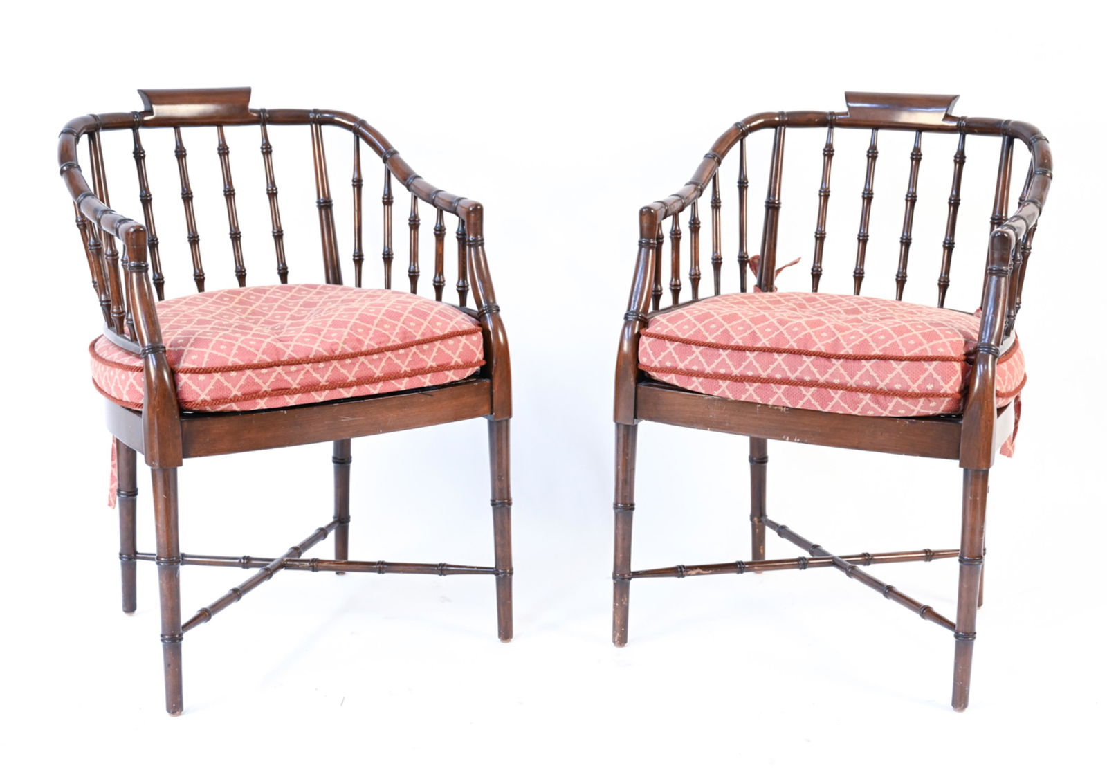 PAIR FAUX BAMBOO REGENCY STYLE ARMCHAIRS (1 of 16)