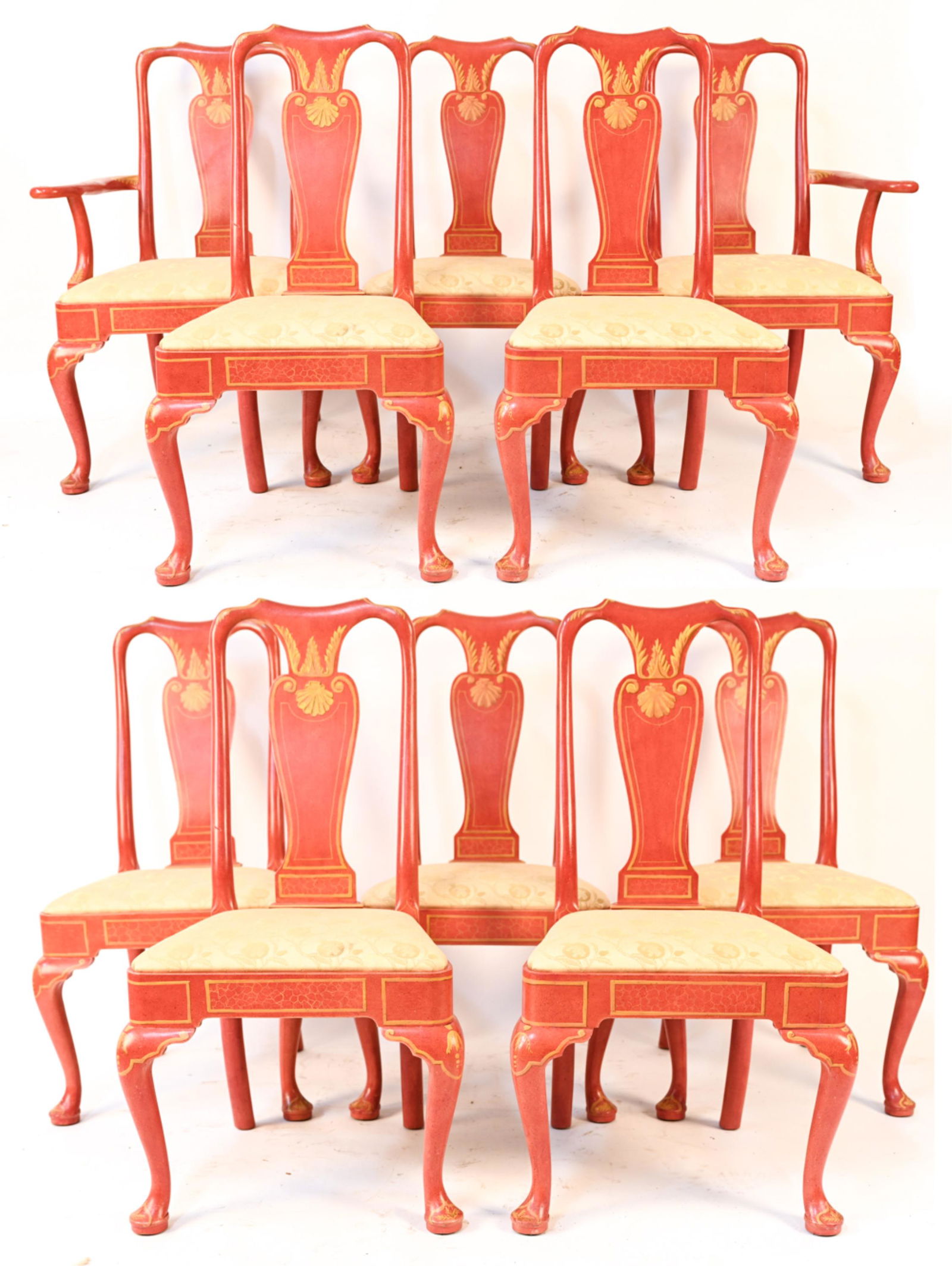 10 PAINT DECORATED QUEEN ANNE STYLE DINING CHAIRS (1 of 17)