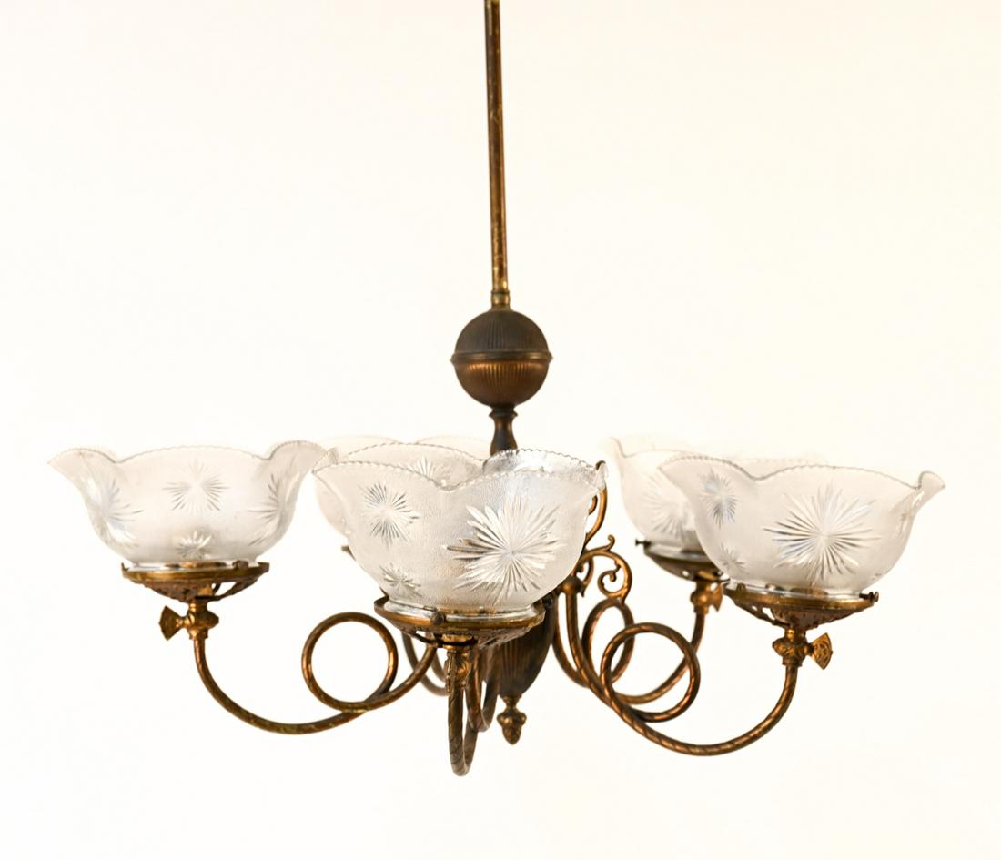 ELECTRIFIED VICTORIAN BRASS CHANDELIER (1 of 16)
