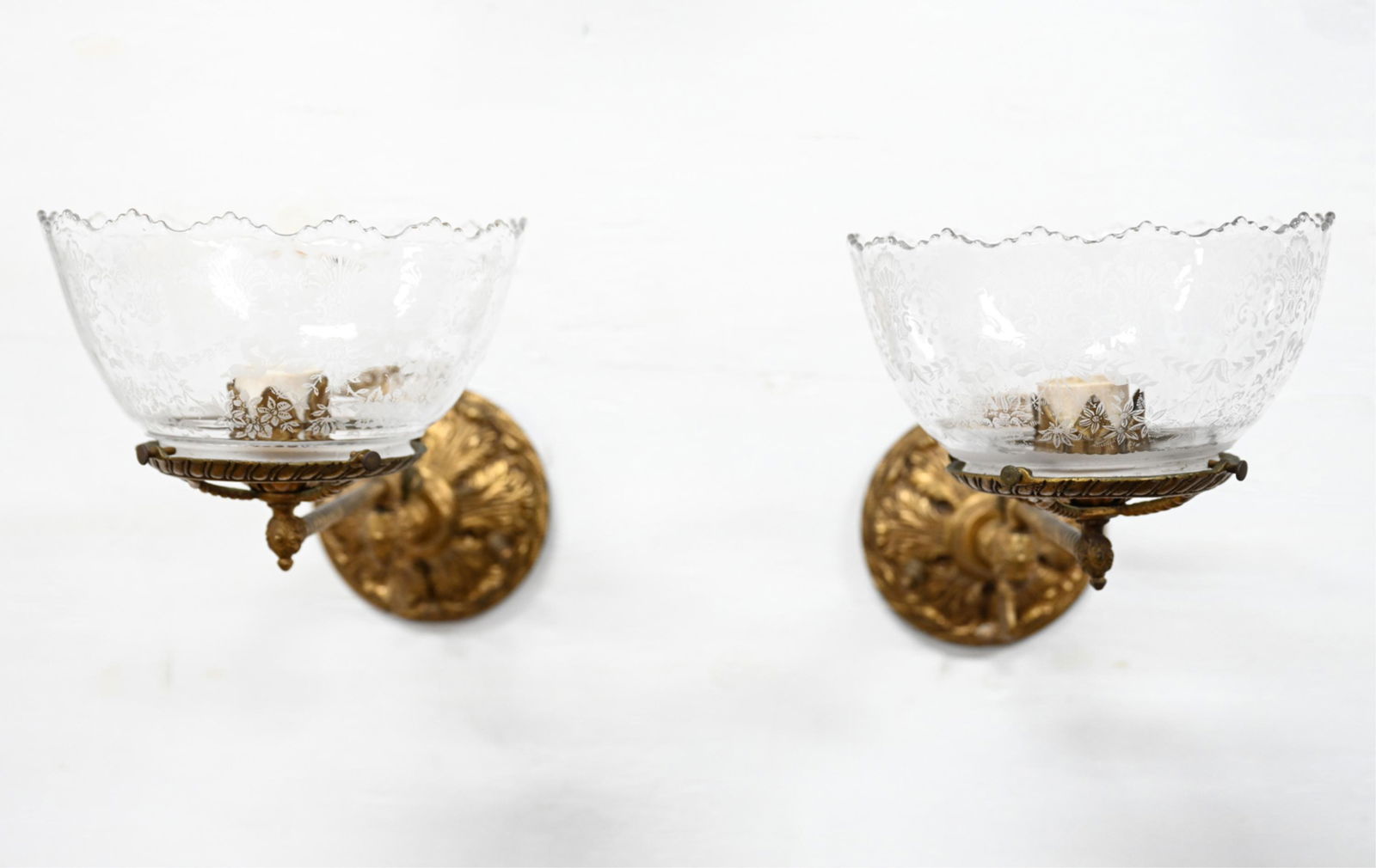 PAIR OF ELECTRIFIED GAS WALL SCONCES (1 of 15)