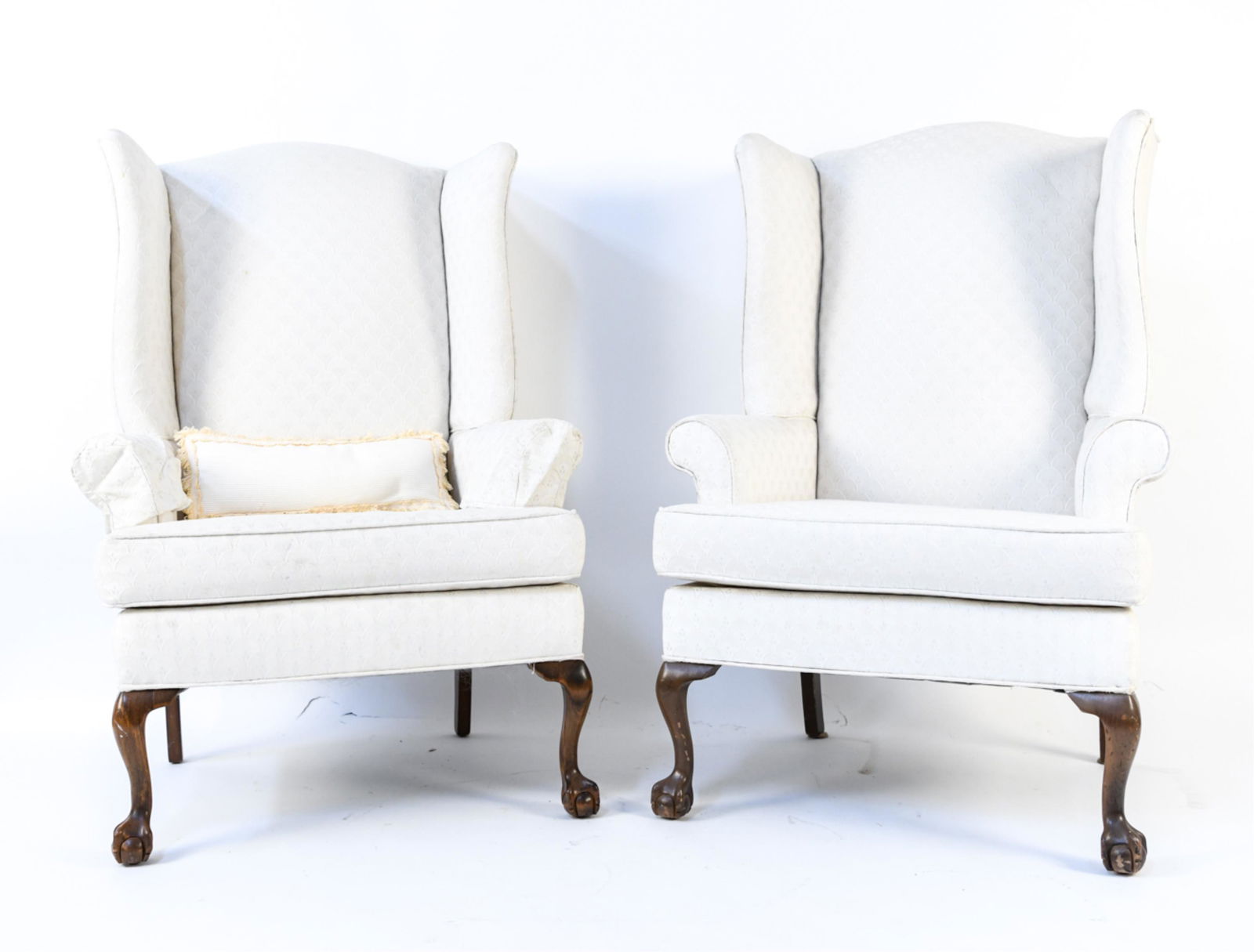 PAIR OF UPHOLSTERED WINGBACK ARMCHAIRS (1 of 20)