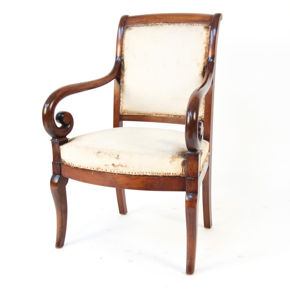 ANTIQUE REGENCY STYLE SCROLL ARM ARMCHAIR (1 of 10)