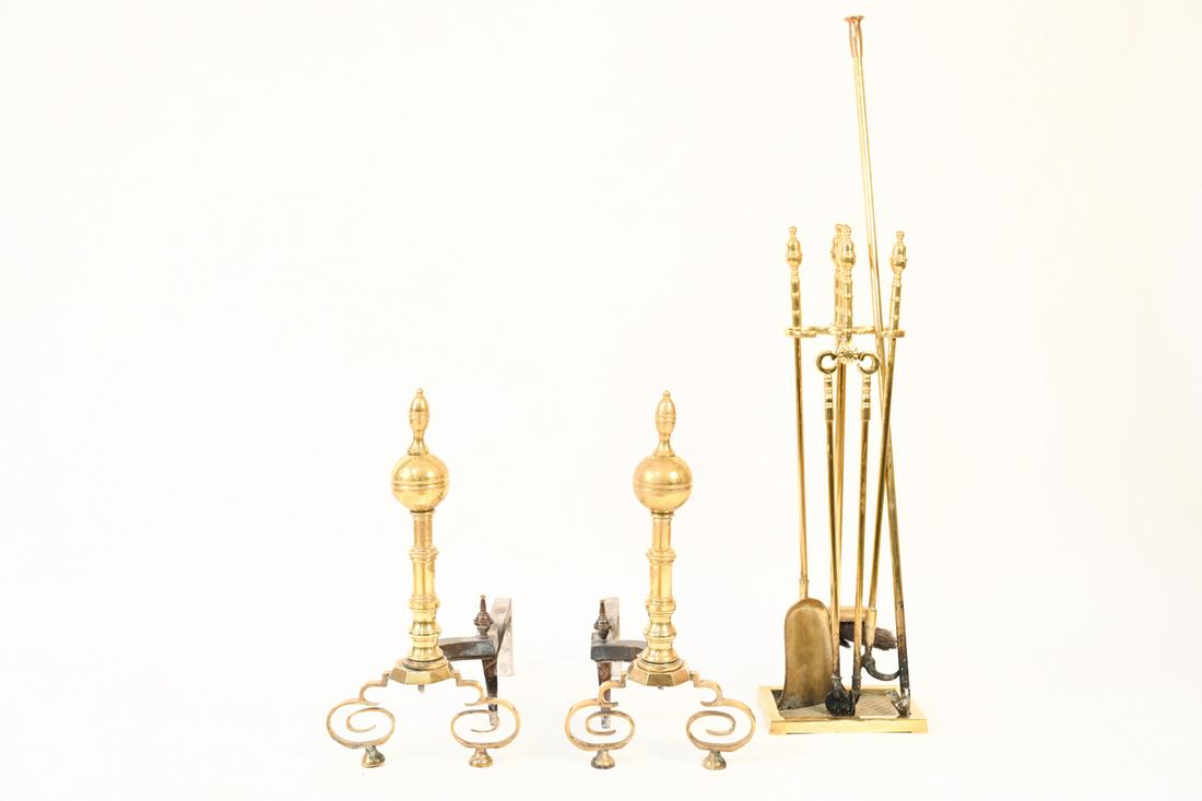 FEDERAL STYLE LEMON TOP BRASS ANDIRONS (1 of 14)