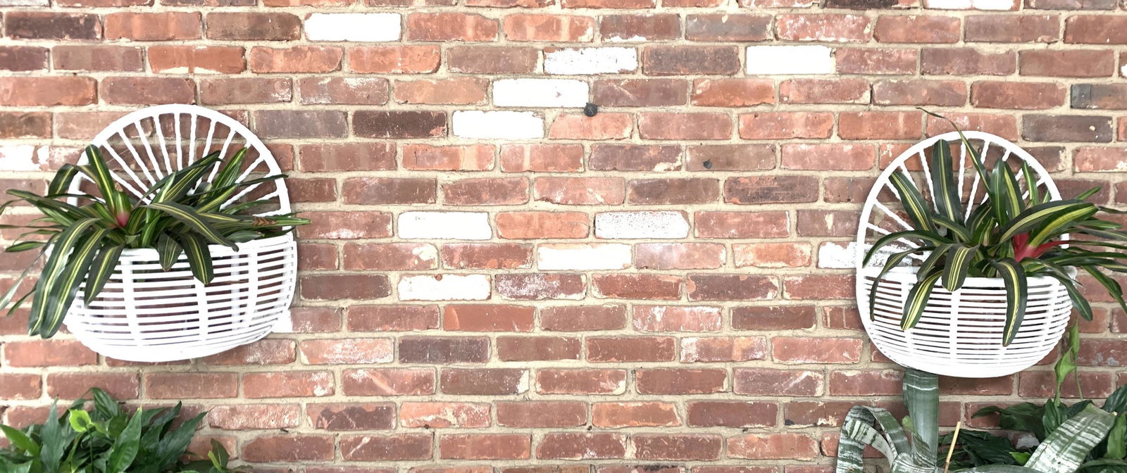 PAIR OF WICKER WALLMOUNT PLANTER BASKETS (1 of 5)