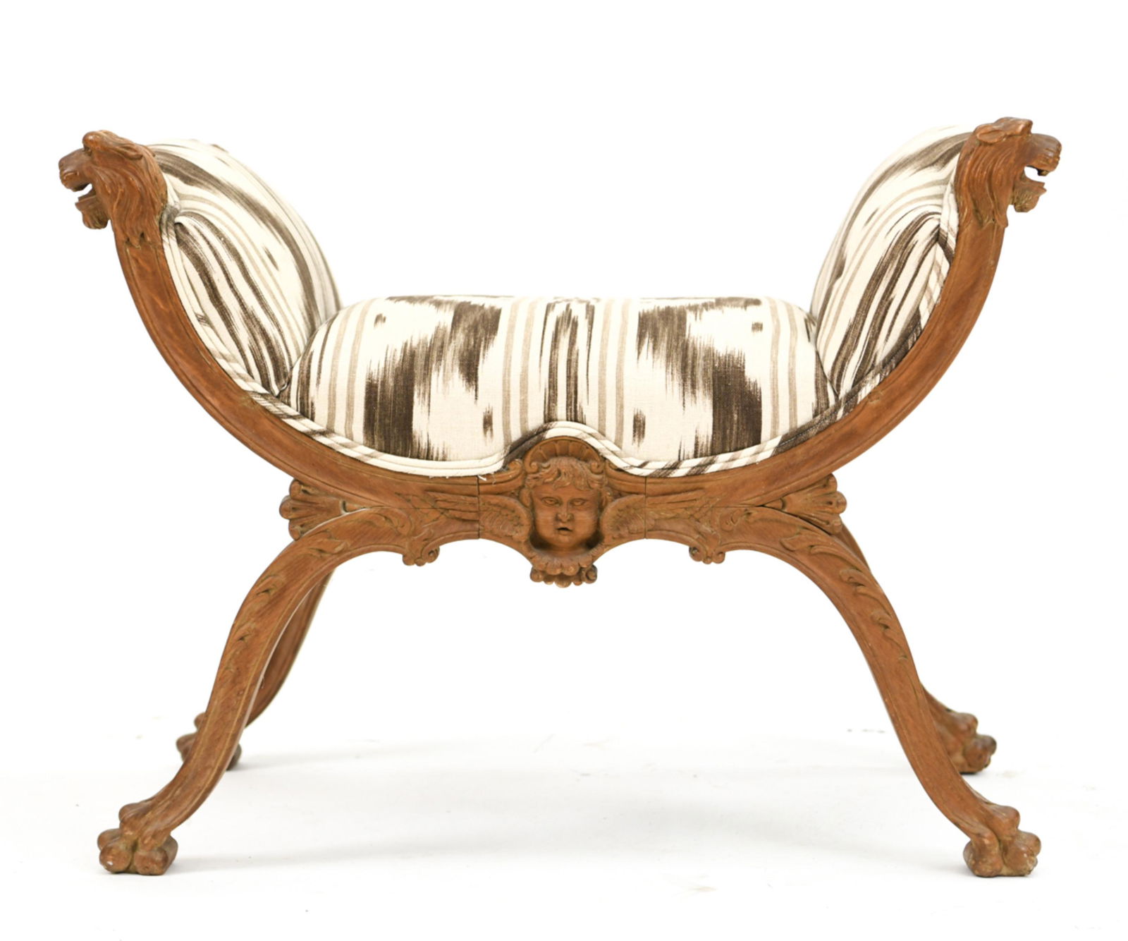 ANTIQUE NEOCLASSICAL STYLE CARVED PINE BENCH (1 of 16)