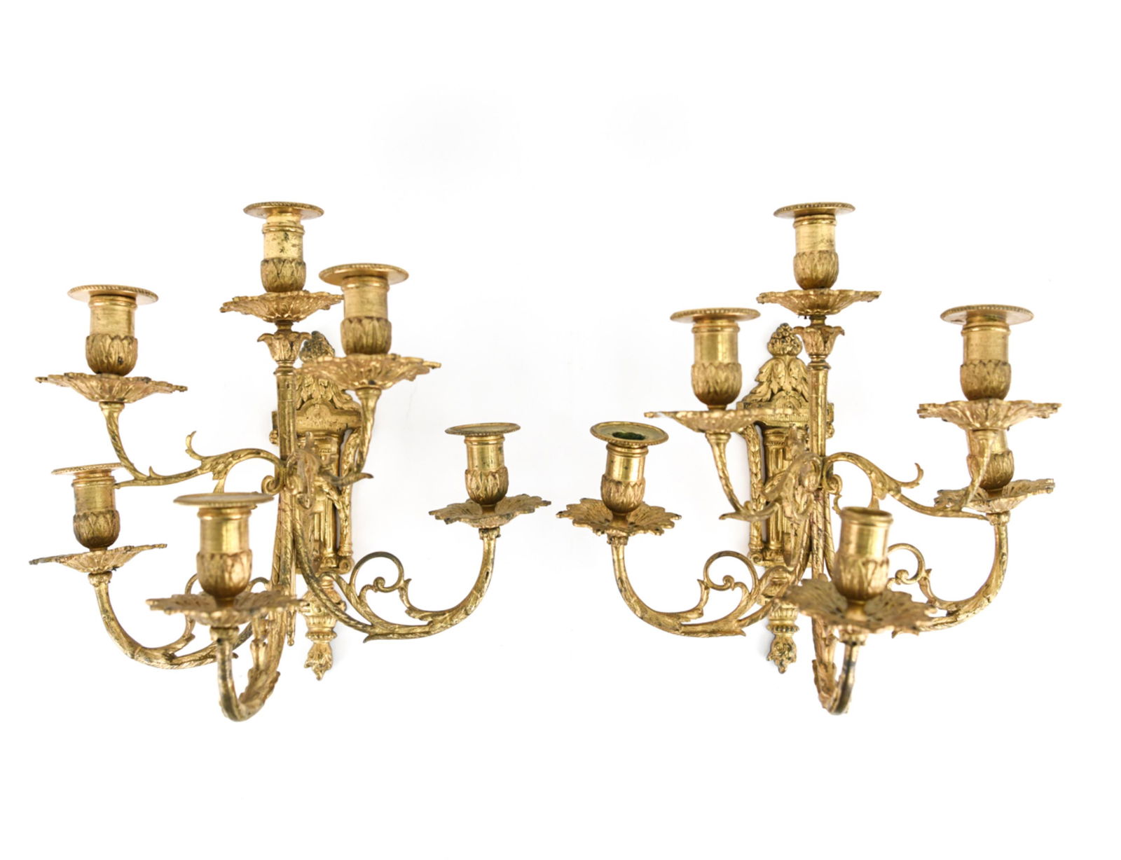 PAIR OF ANTIQUE 6-LIGHT CANDELABRA SCONCES (1 of 14)