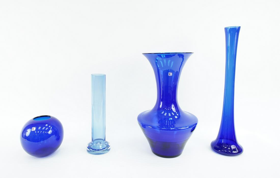 (4) LARGE COBALT GLASS VASES, INCL. BLENKO (1 of 20)