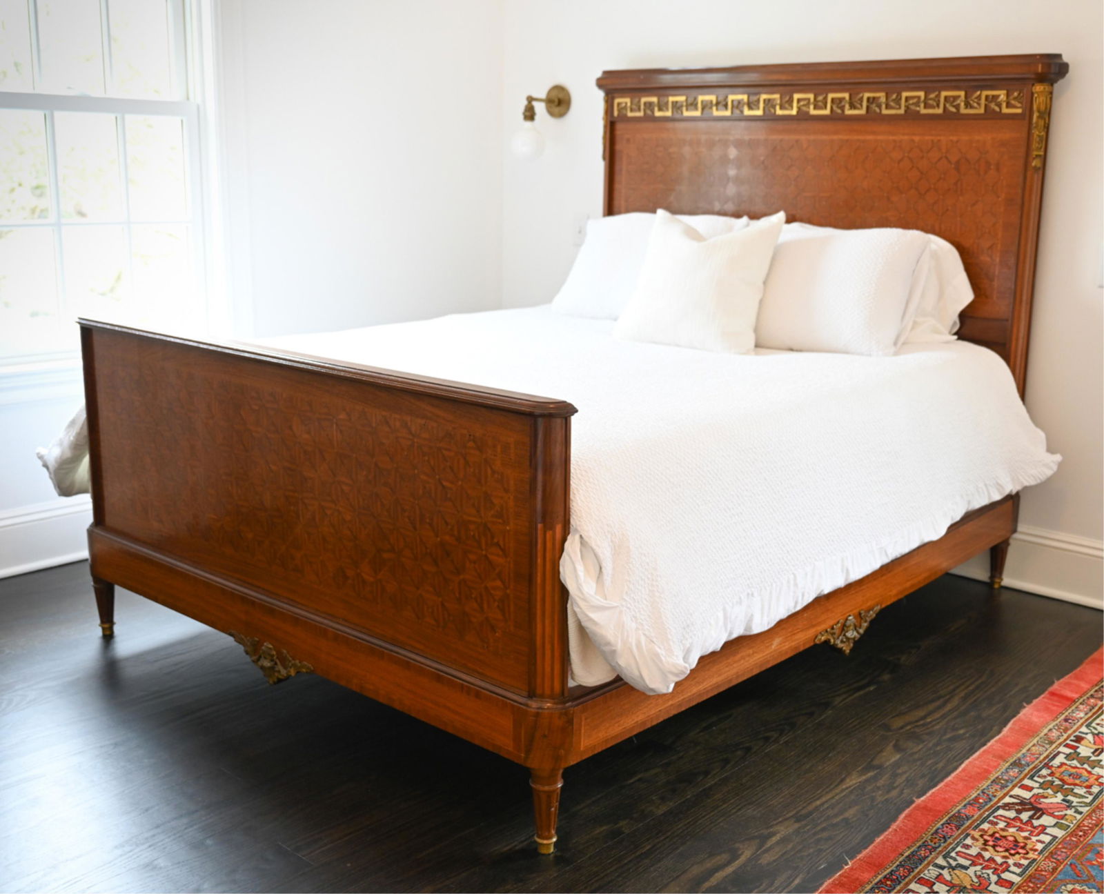 FRENCH MARQUETRY INLAID & ORMOLU DECORATED BED (1 of 15)