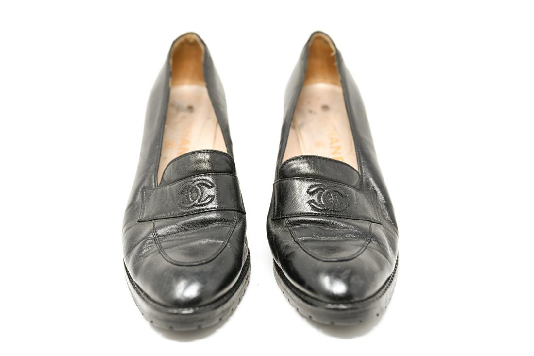 PAIR OF C. 1990'S CHANEL EMBROIDERED HEEL LOAFERS (1 of 9)