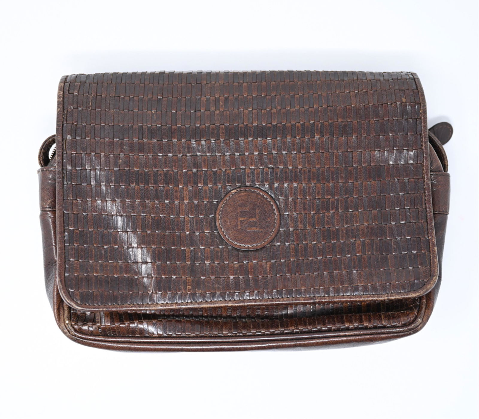 C. 1970'S FENDI WOVEN LEATHER CROSS BODY BAG (1 of 13)