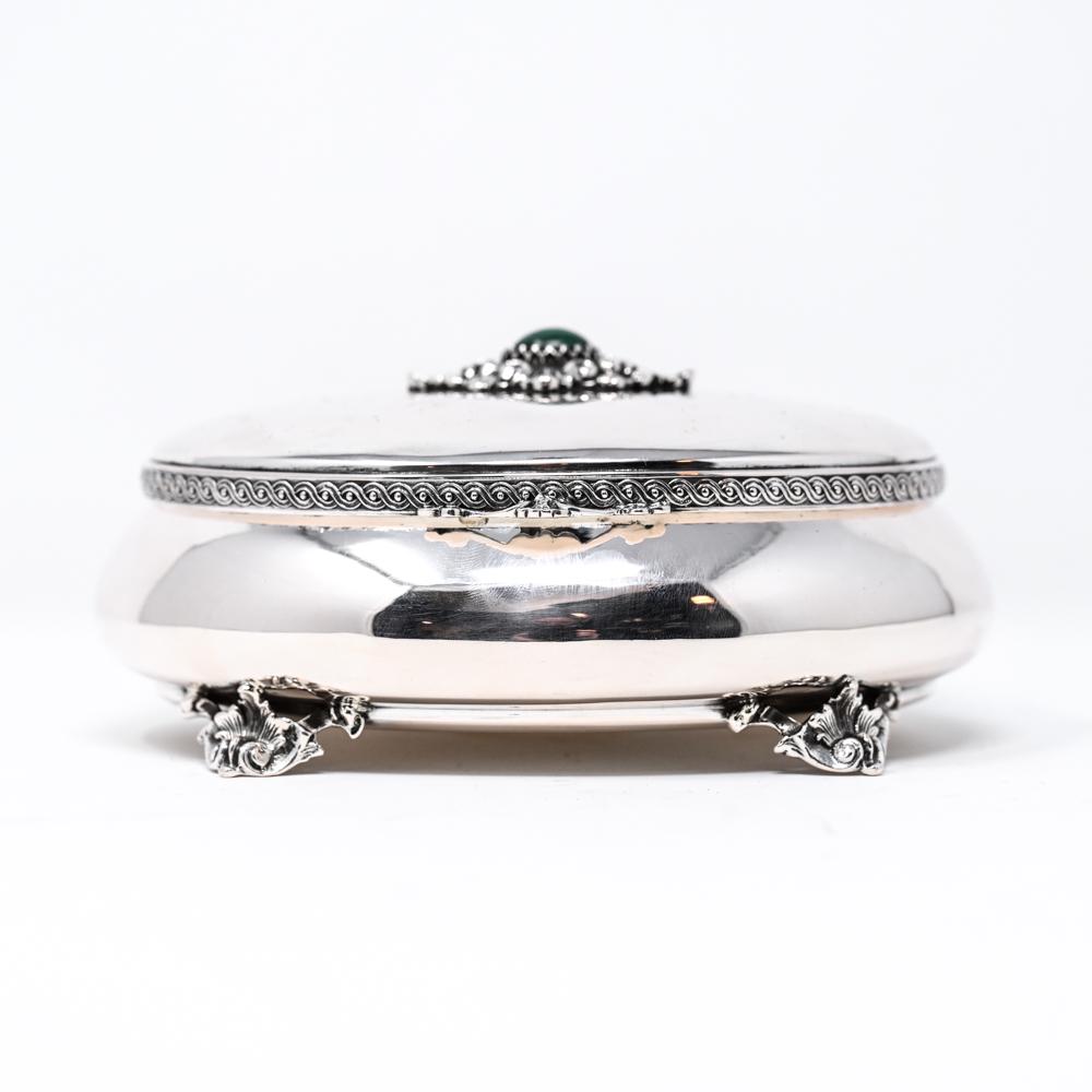 800 SILVER DRESSER BOX W/ MALACHITE (1 of 17)