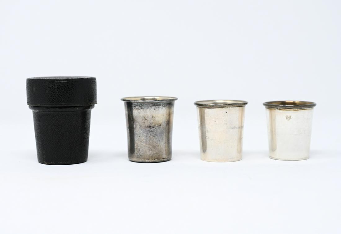 STERLING SILVER SHOT GLASSES IN LEATHER CASE (1 of 7)