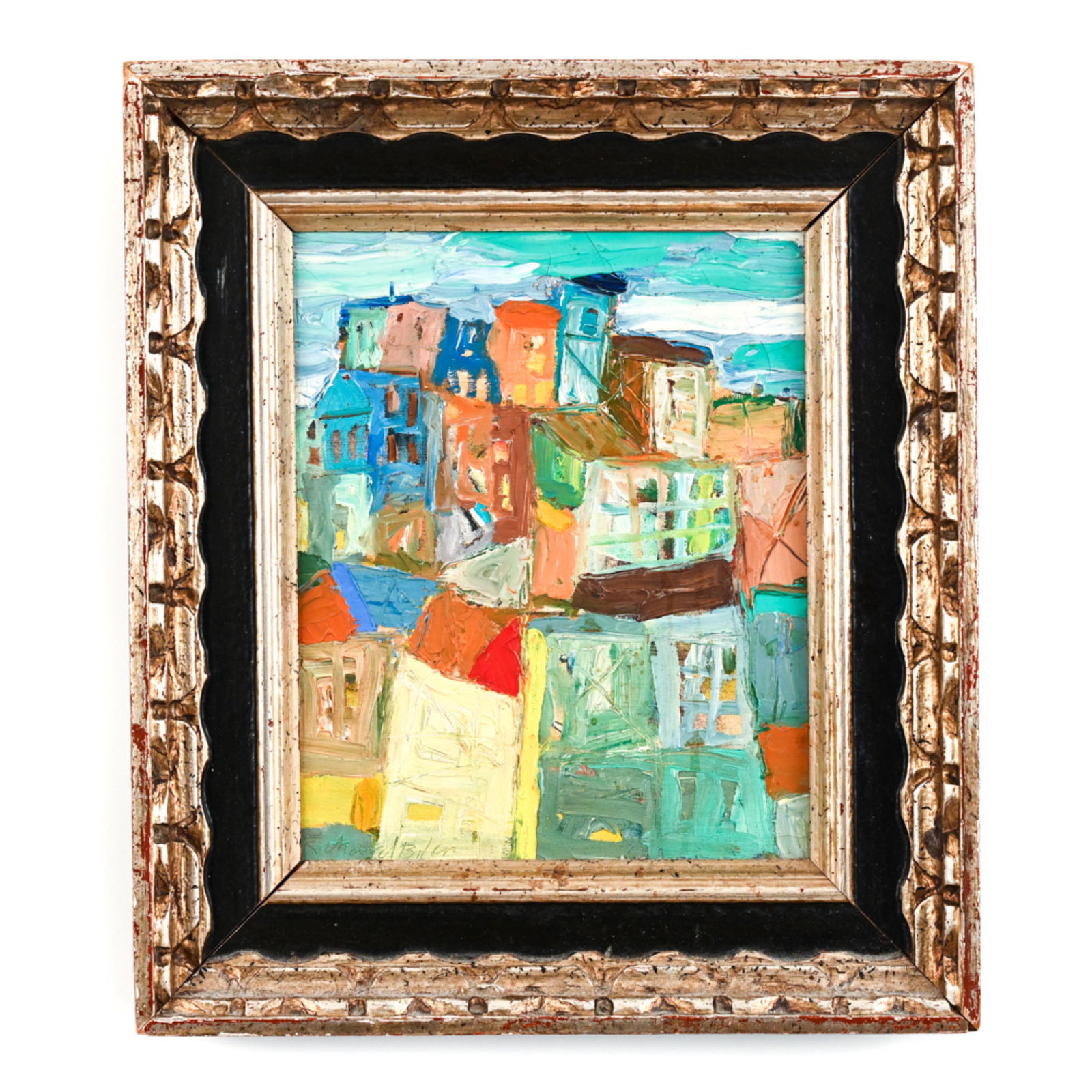 OIL ON CANVAS ABSTRACT CITYSCAPE (1 of 12)