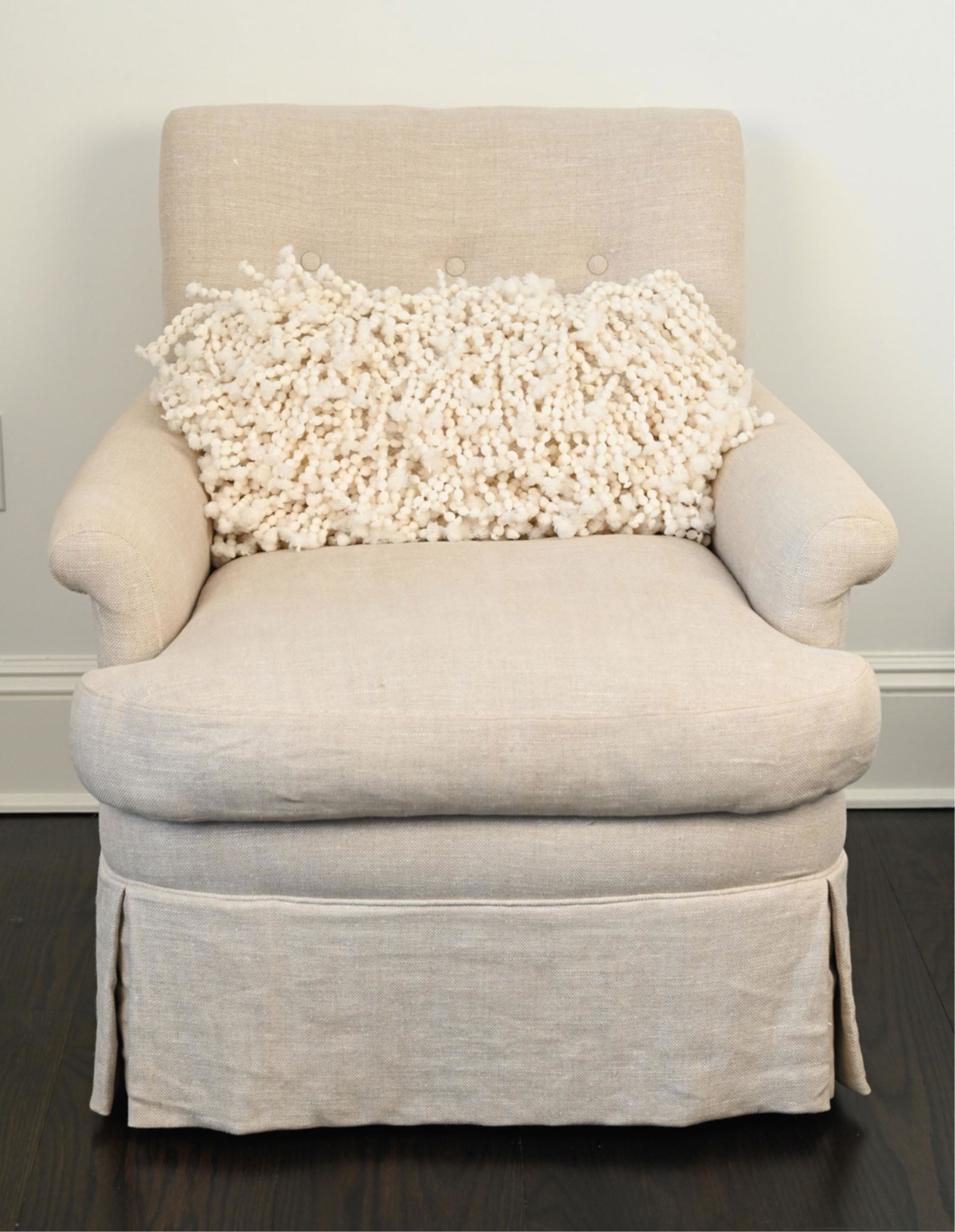 NATURAL CANVAS UPHOLSTERED LOUNGE CHAIR (1 of 14)